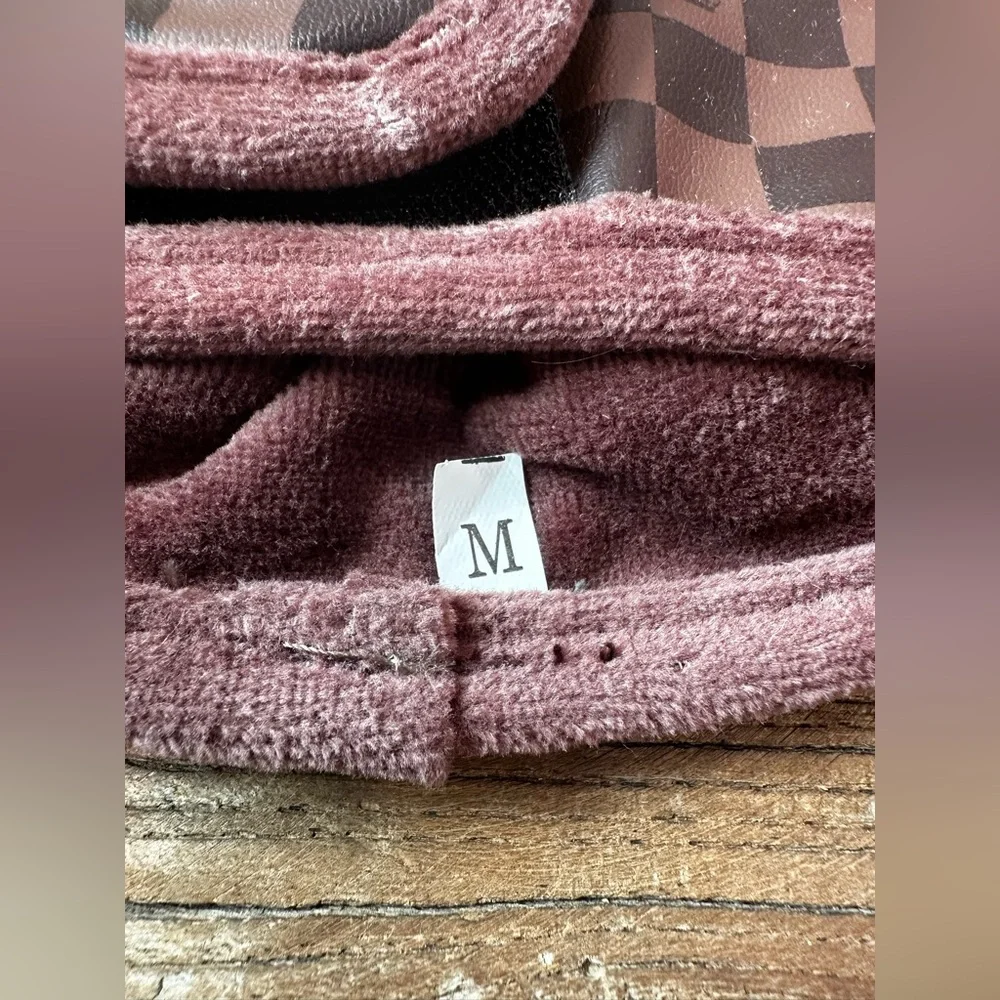 Brown Checkered Dog Harness with Crown Logo